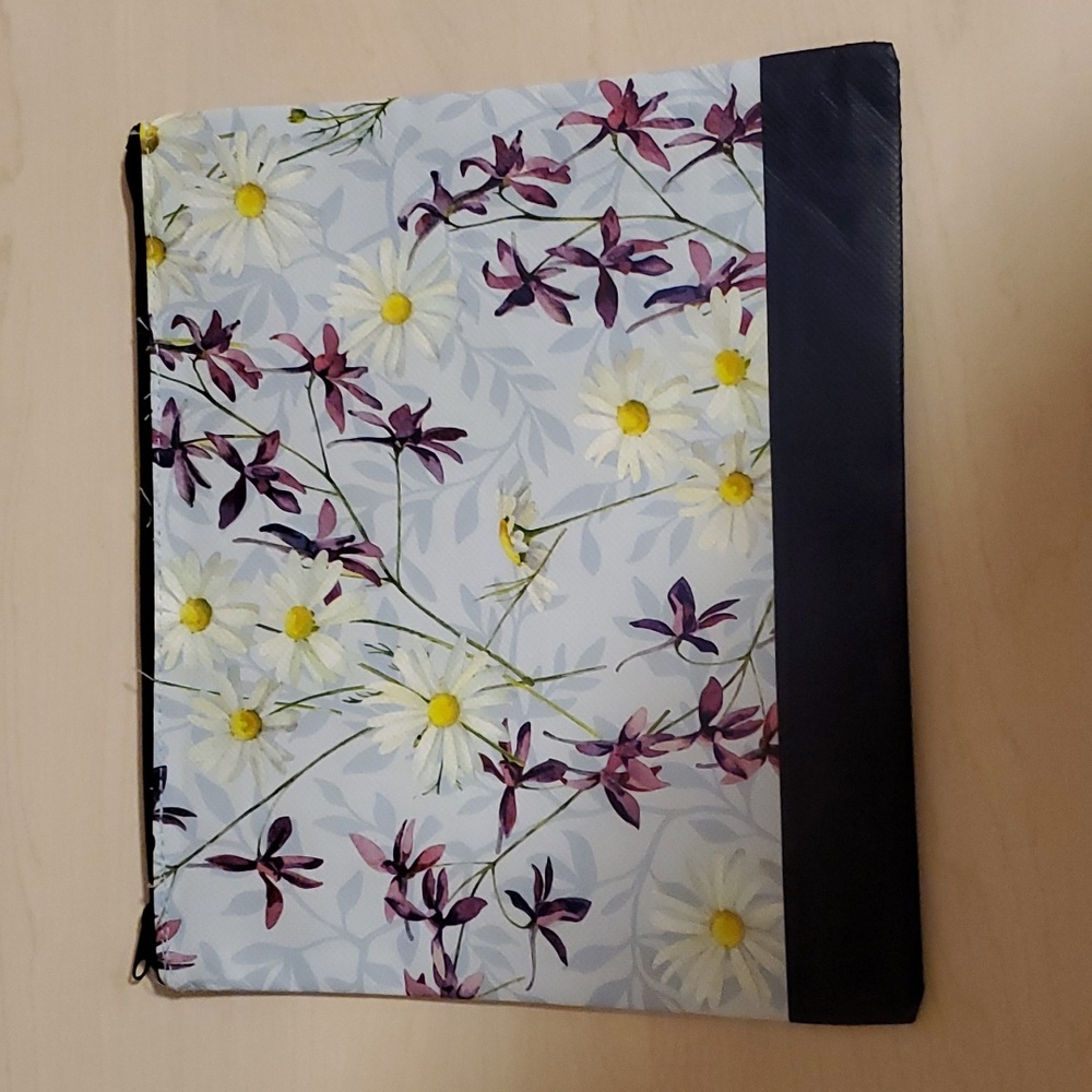 Floral White and Purple Pencil Bag / Makeup Bag